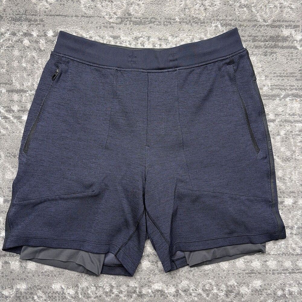 Lululemon T.H.E. Short 7" Mesh Liner Shorts Medium Blue Athletic Gym Workout